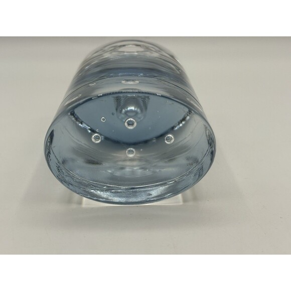 Vintage Clear & Blue Art Glass Tealight Candle Holder Bubble Design Modern - Picture 4 of 10